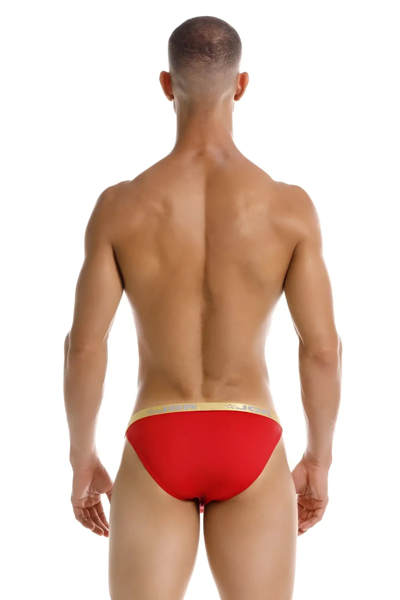 Red jor 2159 ares bikini briefs with gold trim featuring a sleek design for stylish swimwear use