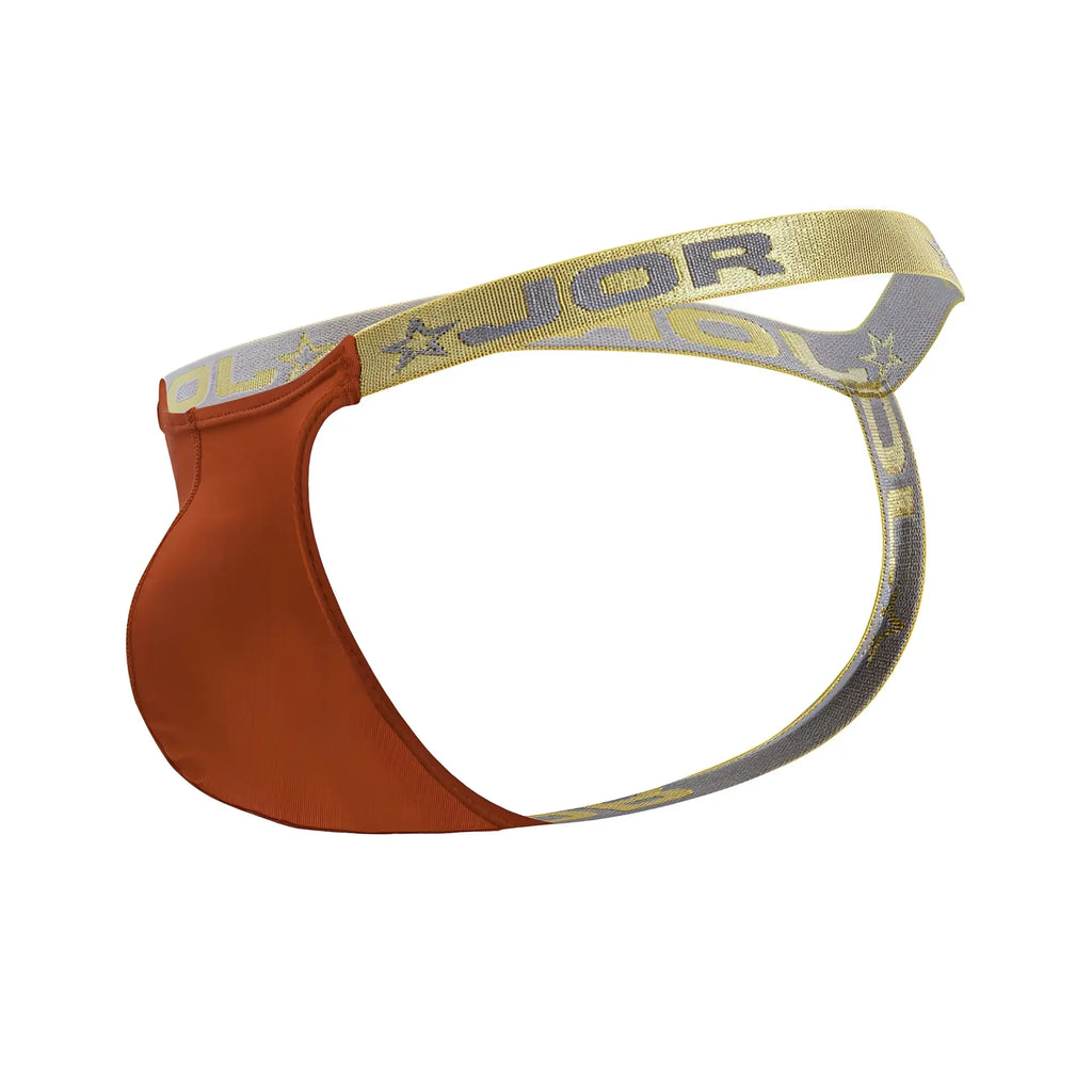 Orange and gray jor 2161 ares athletic thong with branded waistband designed for activewear in red color