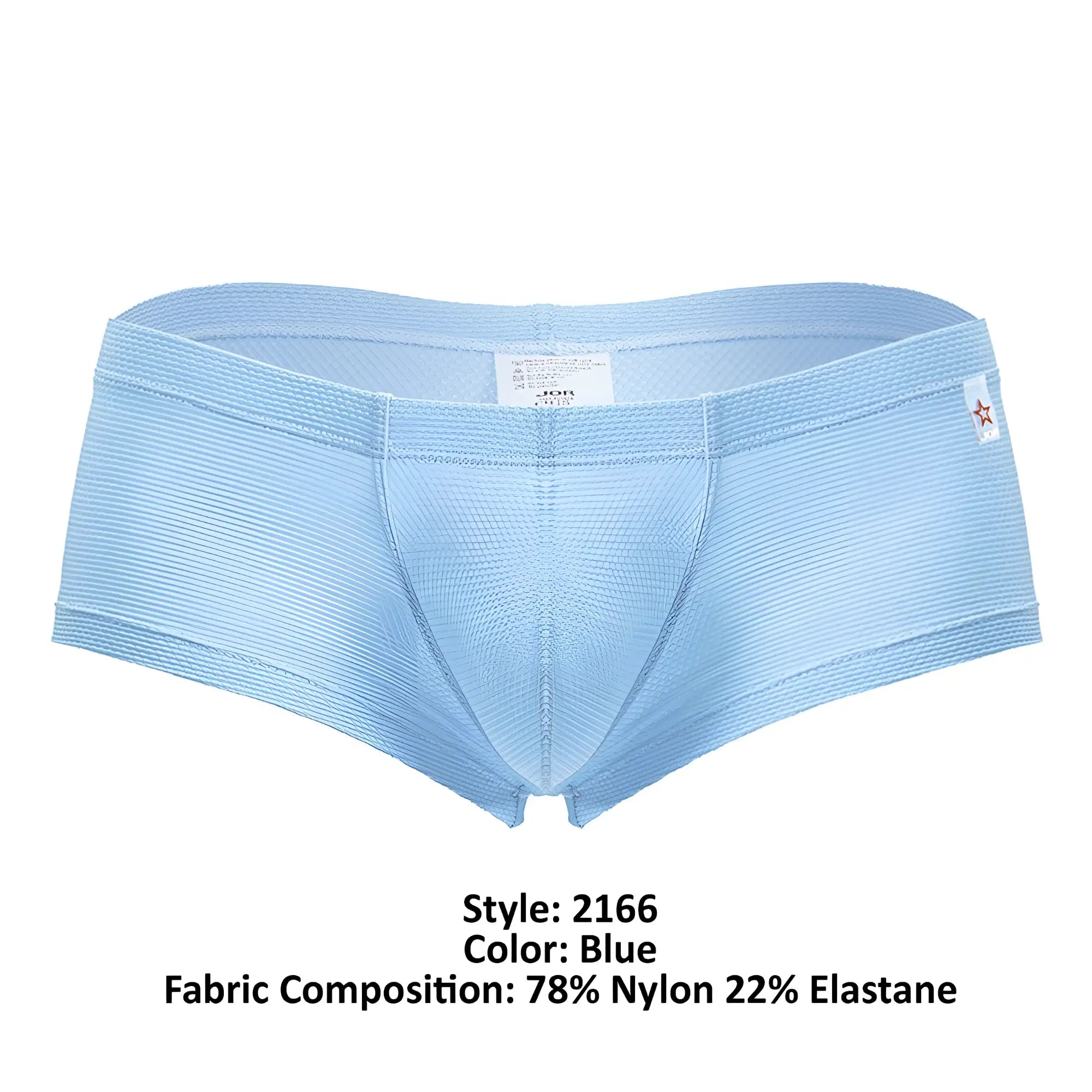 Light blue jor 2166 nova trunks men’s briefs made of 78 nylon and 22 elastane with a ribbed textured fabric design
