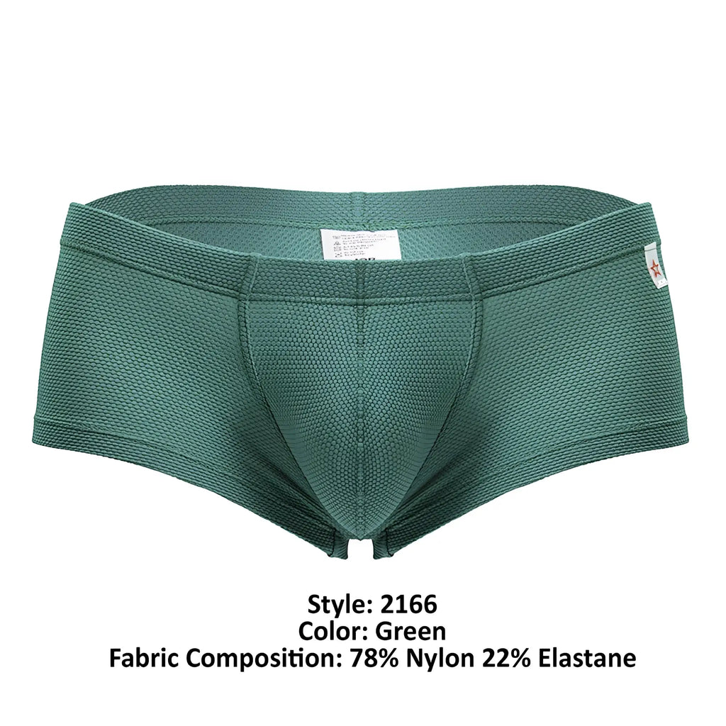 Green jor 2166 nova trunks men’s briefs with textured mesh fabric and elastic waistband