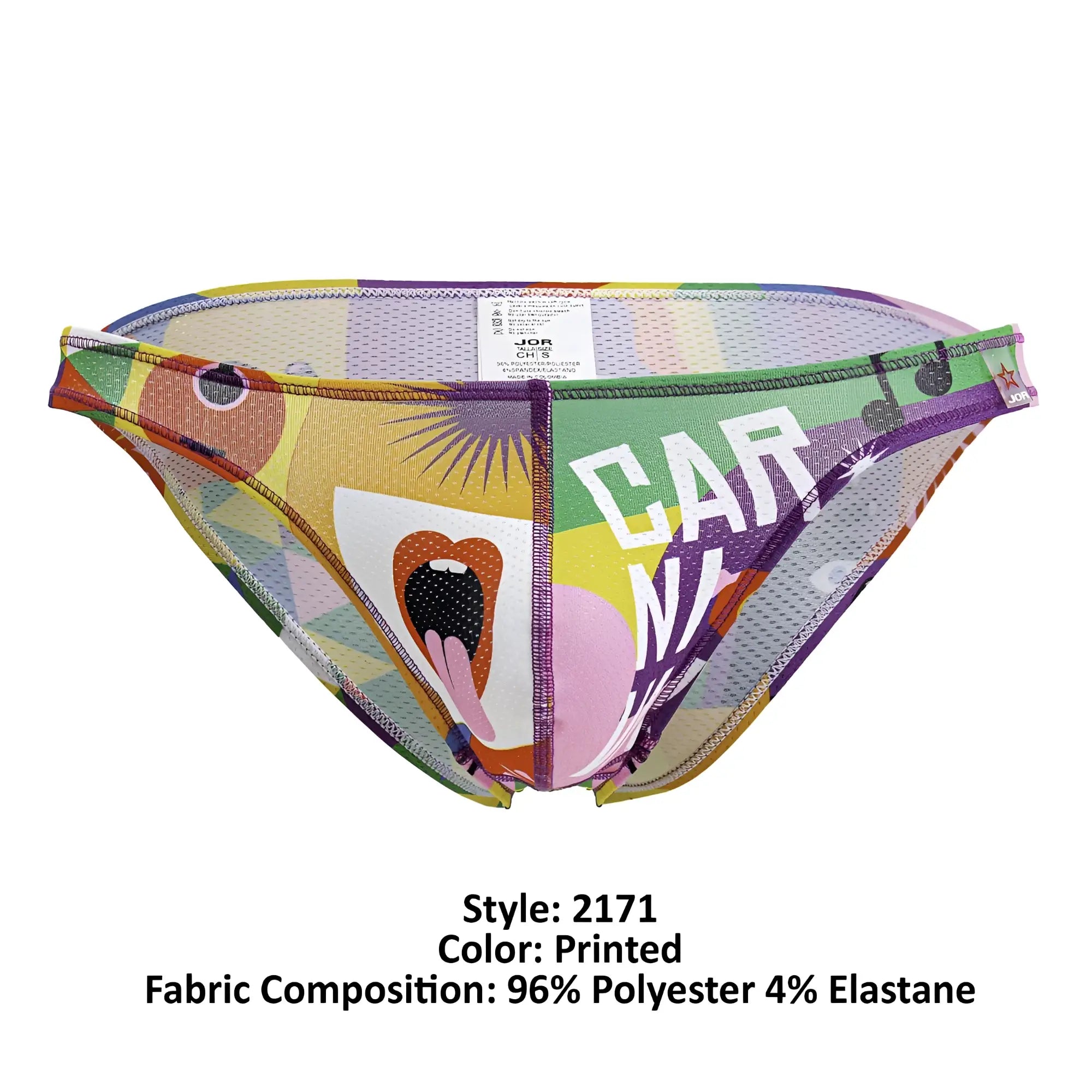 Vibrant jor 2171 carnival bikini color printed mesh briefs with bold graphic designs and colorful patterns