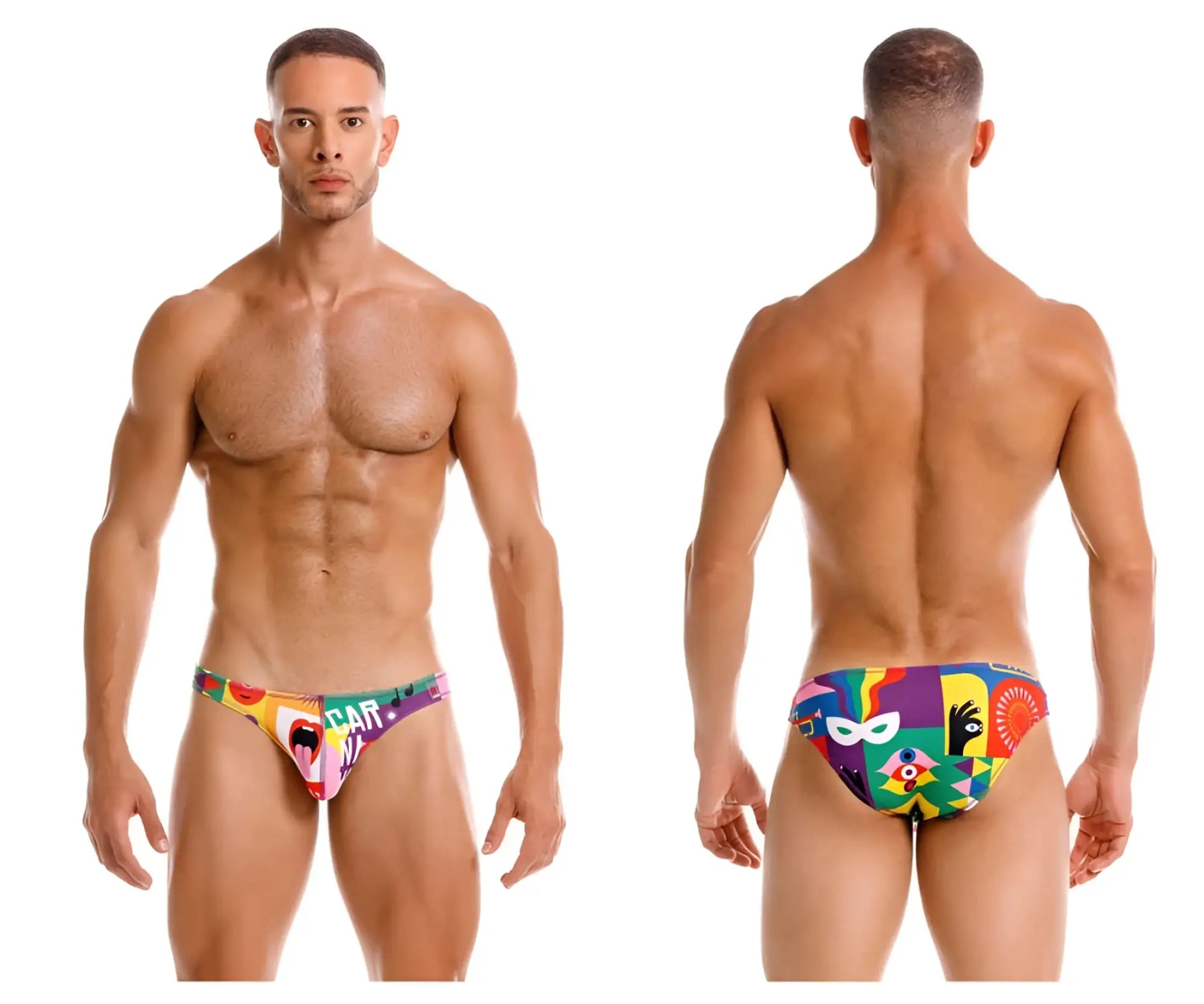 Vibrant multicolored jor 2171 carnival bikini color printed swim trunks with bold graphic designs and playful patterns