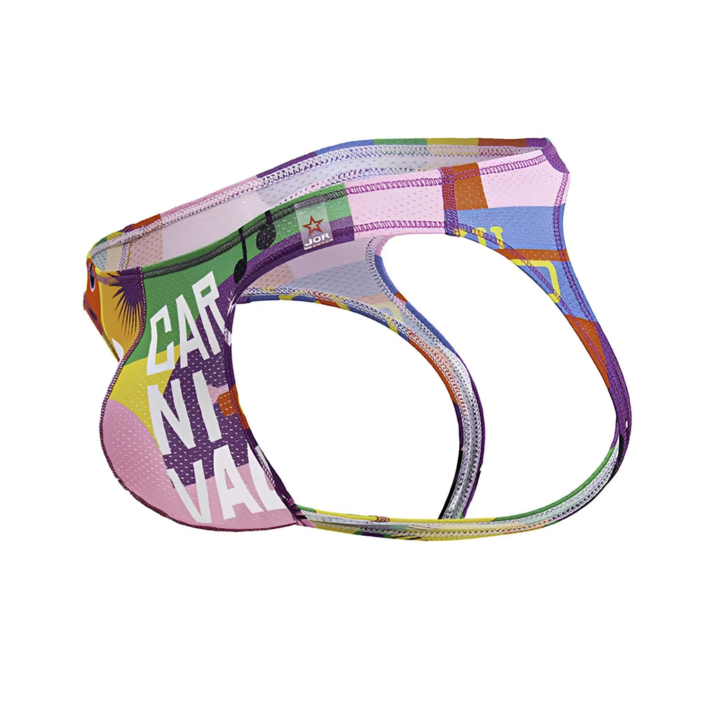 Colorful patterned mens briefs jor 2172 carnival jockstrap with vibrant carnaval graphic and multicolored geometric print