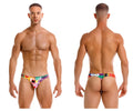 Vibrant multicolored JOR 2173 carnival thongs with bold graphic prints and a snug fit for swimwear use