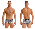 White briefs with black graffiti style lettering and black jor waistband in jor 2185 love trunks color printed design