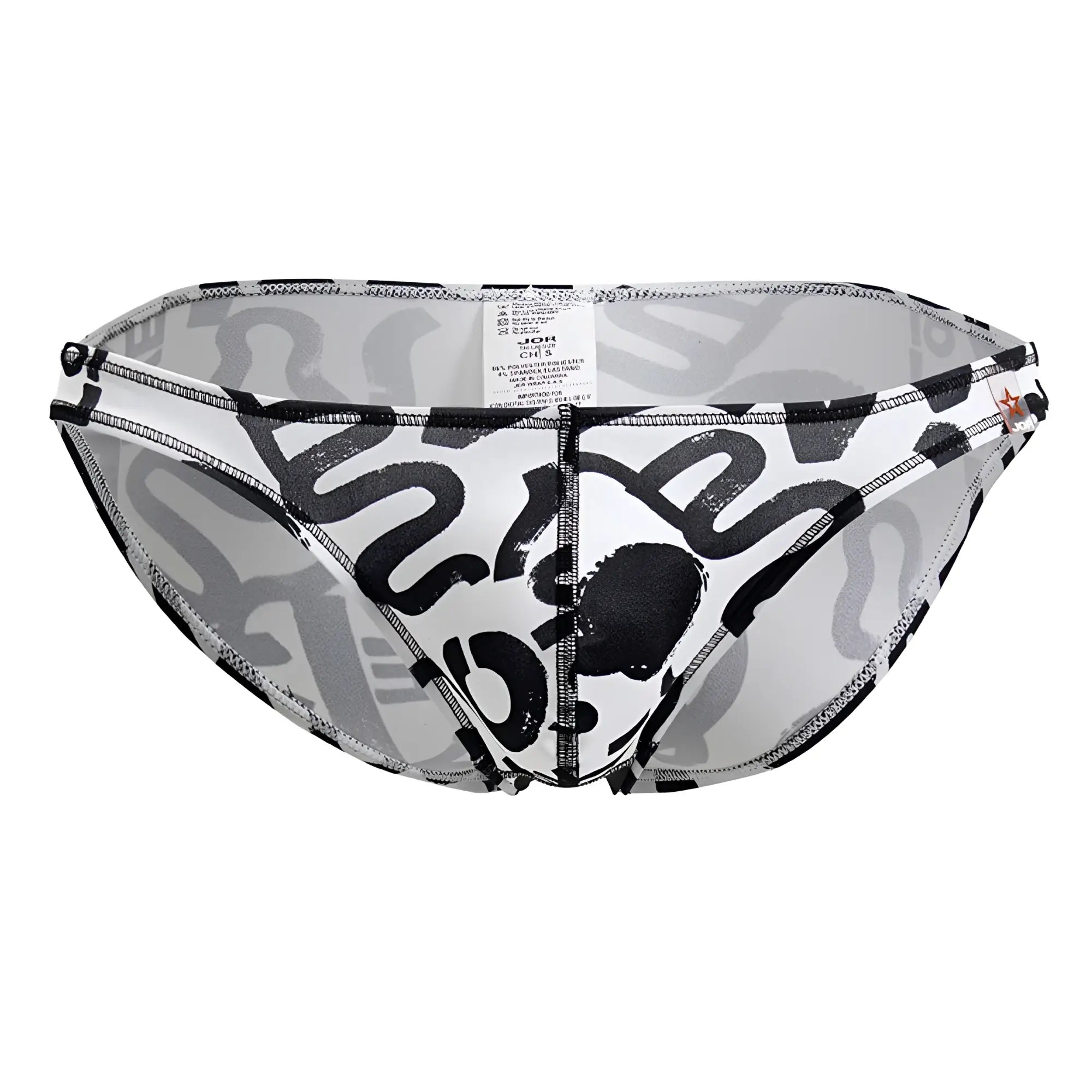 Black and gray abstract graffiti patterned jor 2186 love bikini color printed men’s briefs with white lining