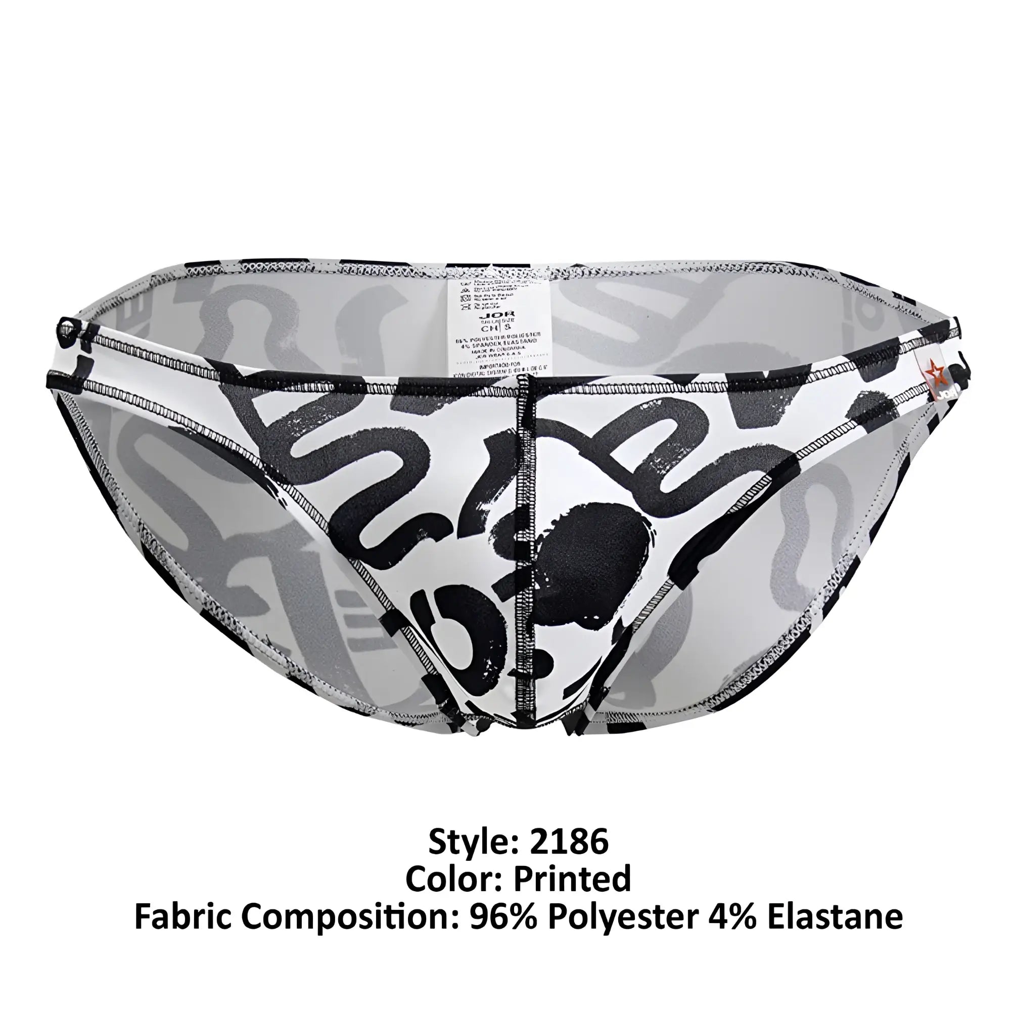 Jor 2186 love bikini color printed black and white abstract graffiti men’s briefs made of 96 polyester 4 elastane