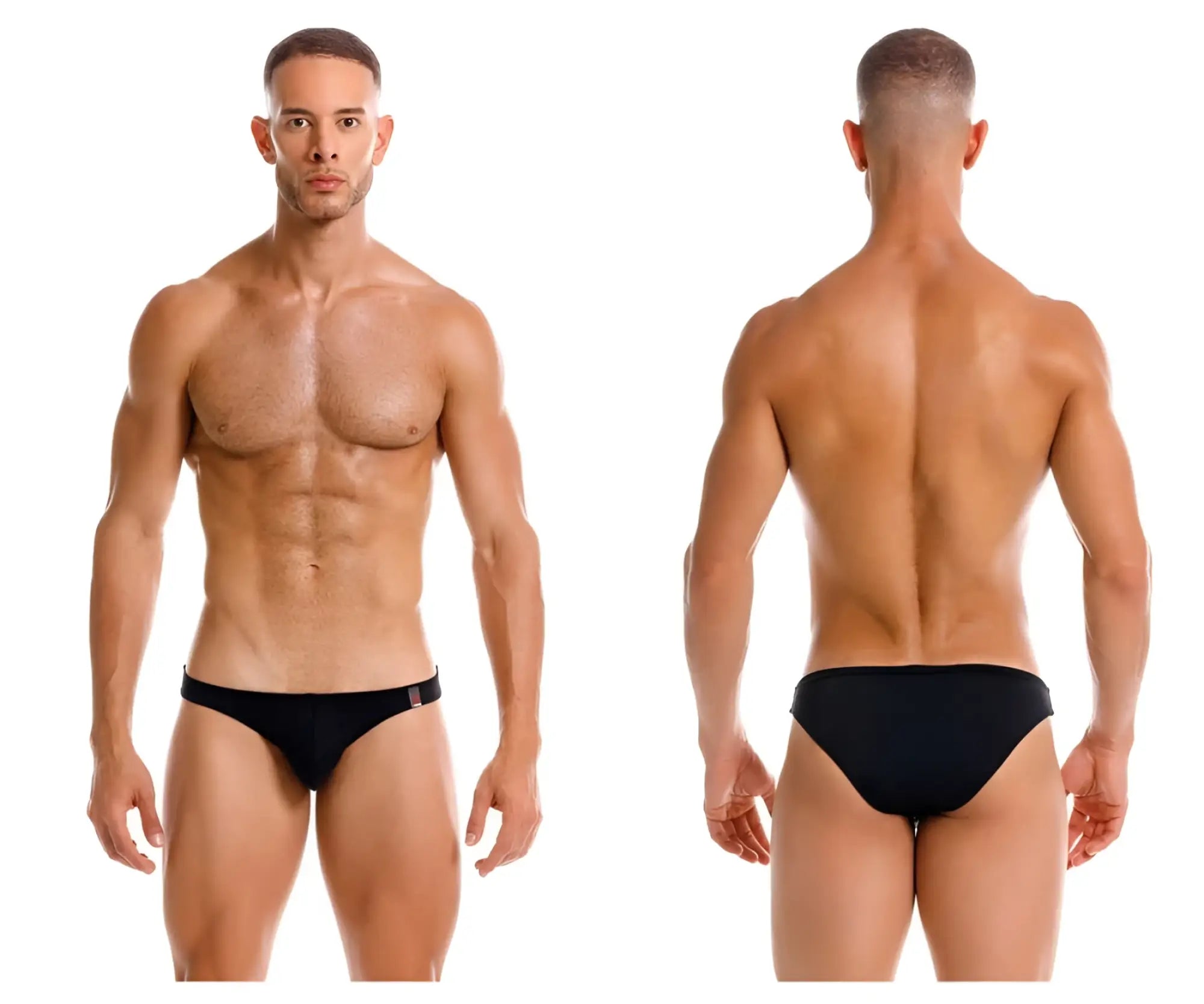 Black jor 2191 travel swim bikini briefs with subtle logo on waistband designed for comfortable swimming use