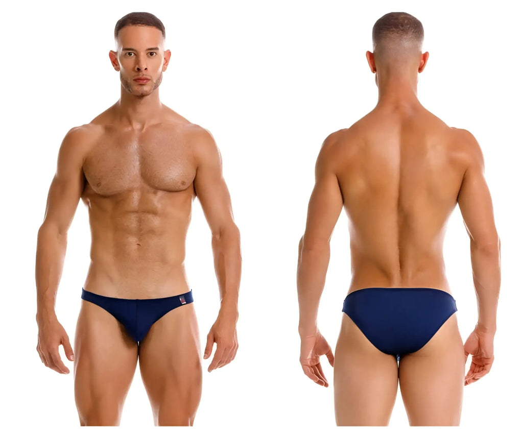 Navy blue brief-style travel swim bikini jor 2191 with small logo on waistband ideal for swimming and beachwear