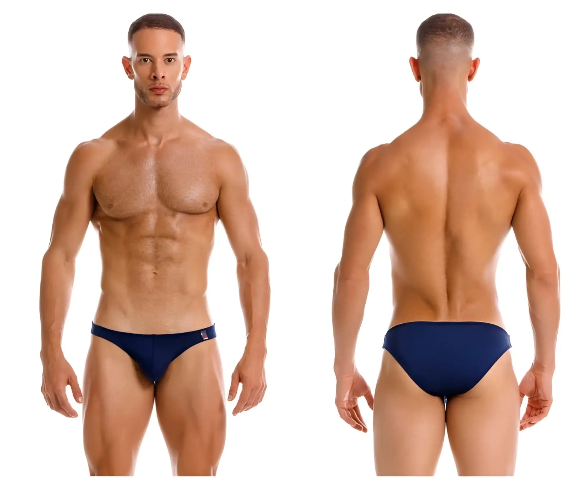 Navy blue brief-style travel swim bikini jor 2191 with small logo on waistband ideal for swimming and beachwear