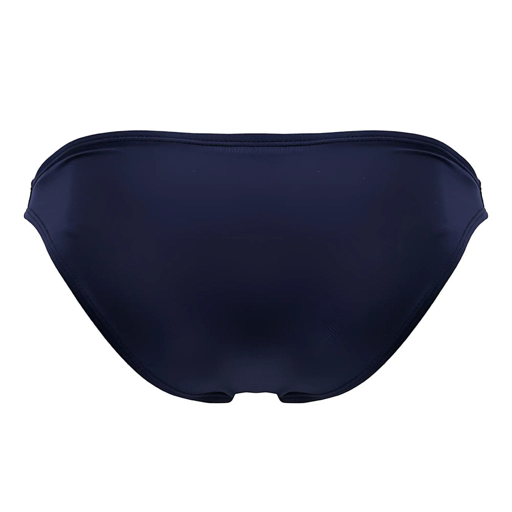 Navy blue jor 2191 travel swim bikini bottom with smooth stretchy fabric shown from the back side