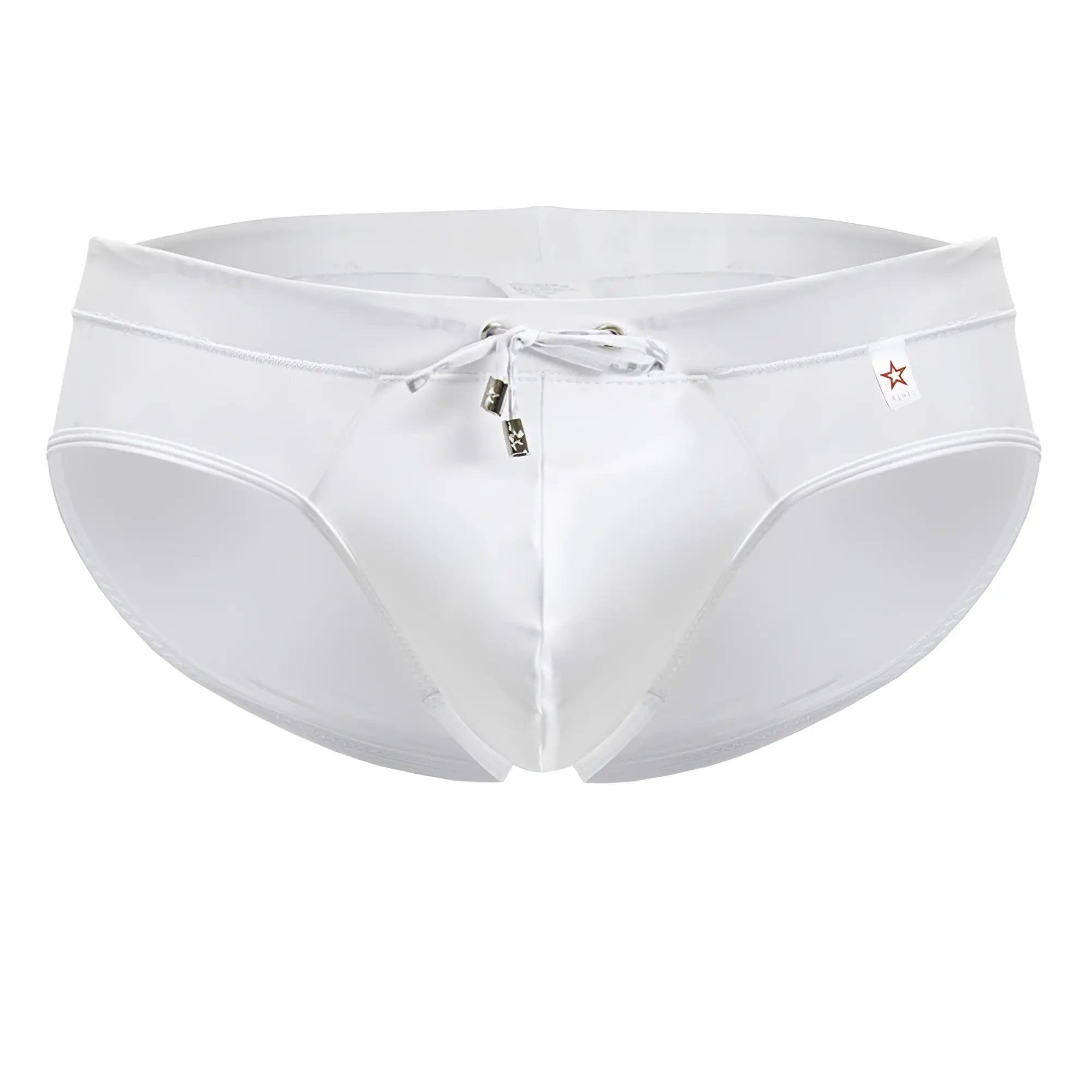 White jor 2193 mystic swim briefs with drawstring waistband and subtle stitching details for men