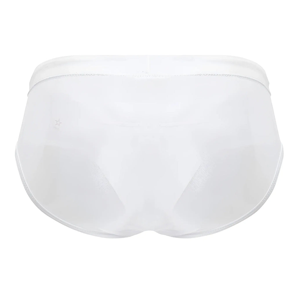 White jor 2193 mystic swim briefs with smooth seamless design elastic waistband made of white mesh material
