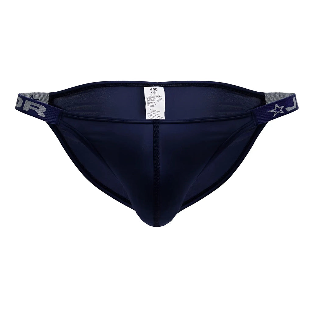 Navy blue jor 2233 eros bikini men’s briefs with elastic waistband and star logo detail in soft fabric