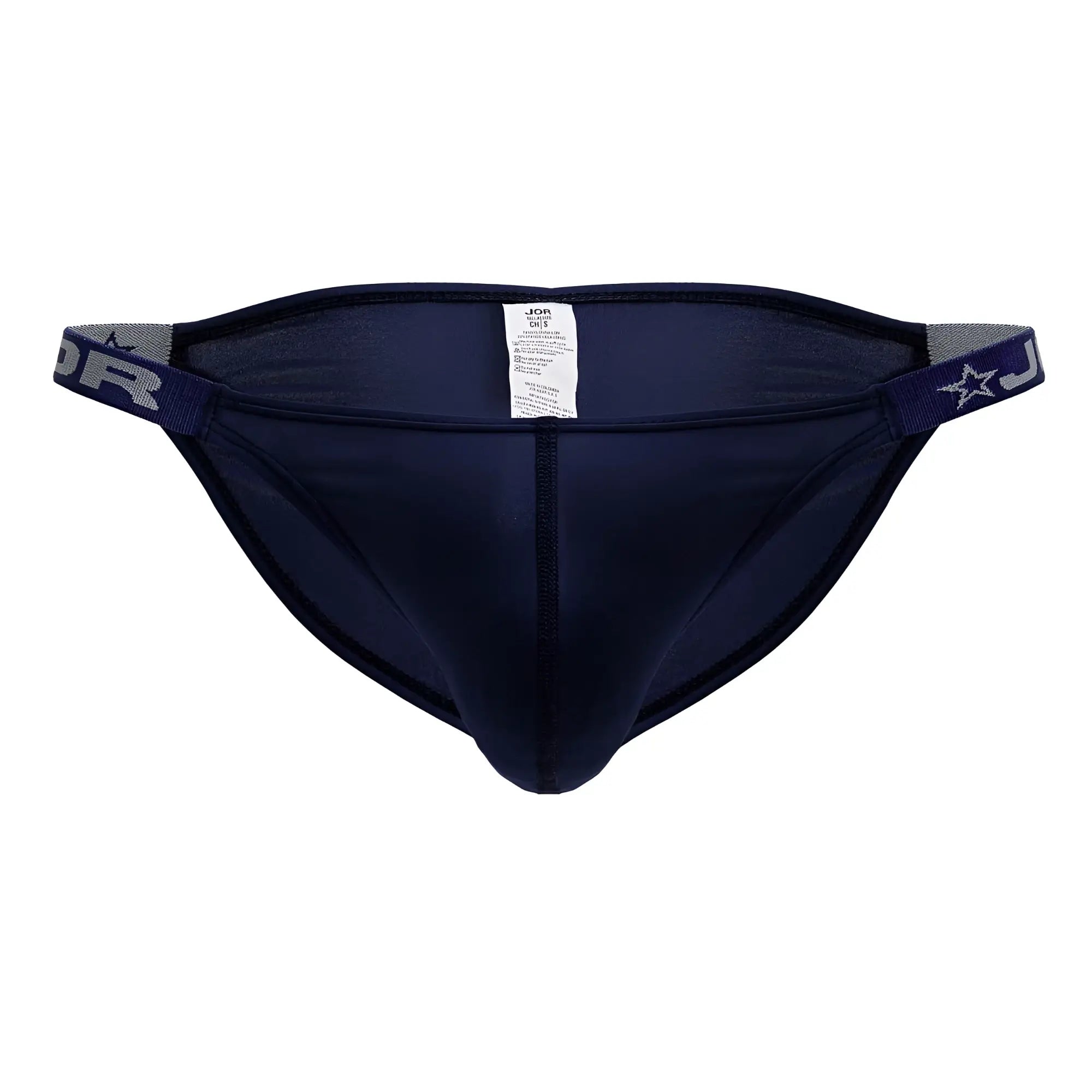 Navy blue jor 2233 eros bikini men’s briefs with elastic waistband and star logo detail in soft fabric