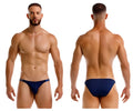 Navy blue jor 2233 eros bikini briefs with subtle logo on waistband made from soft breathable fabric
