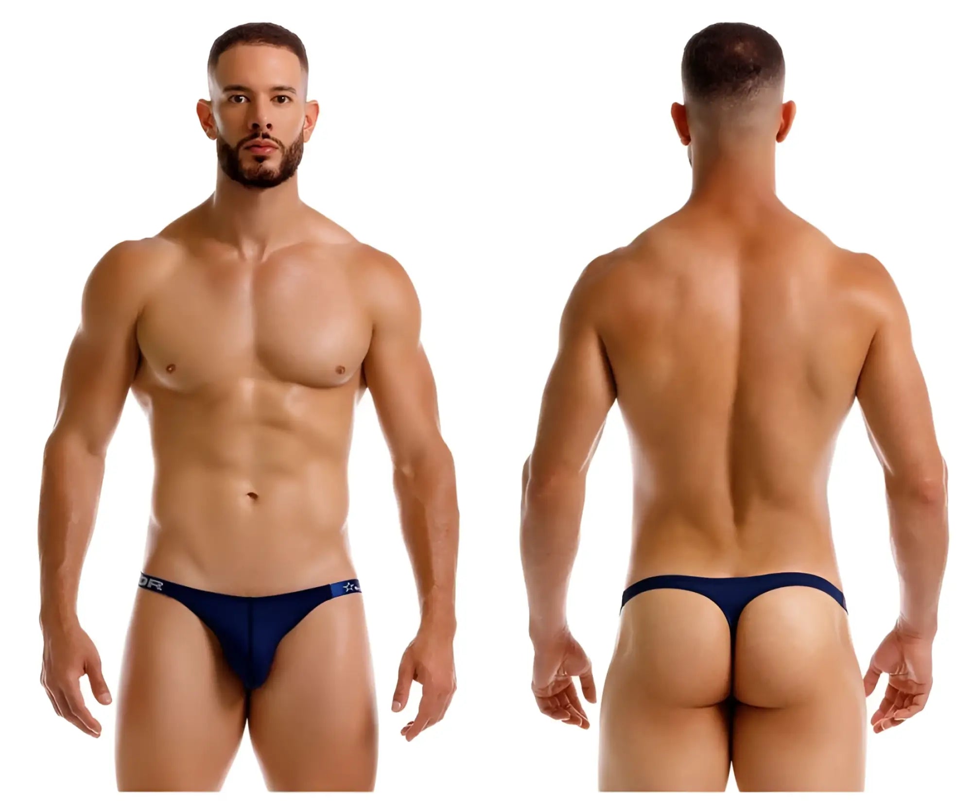 Navy blue jor 2235 eros thong with subtle waistband logo designed for comfortable everyday wear