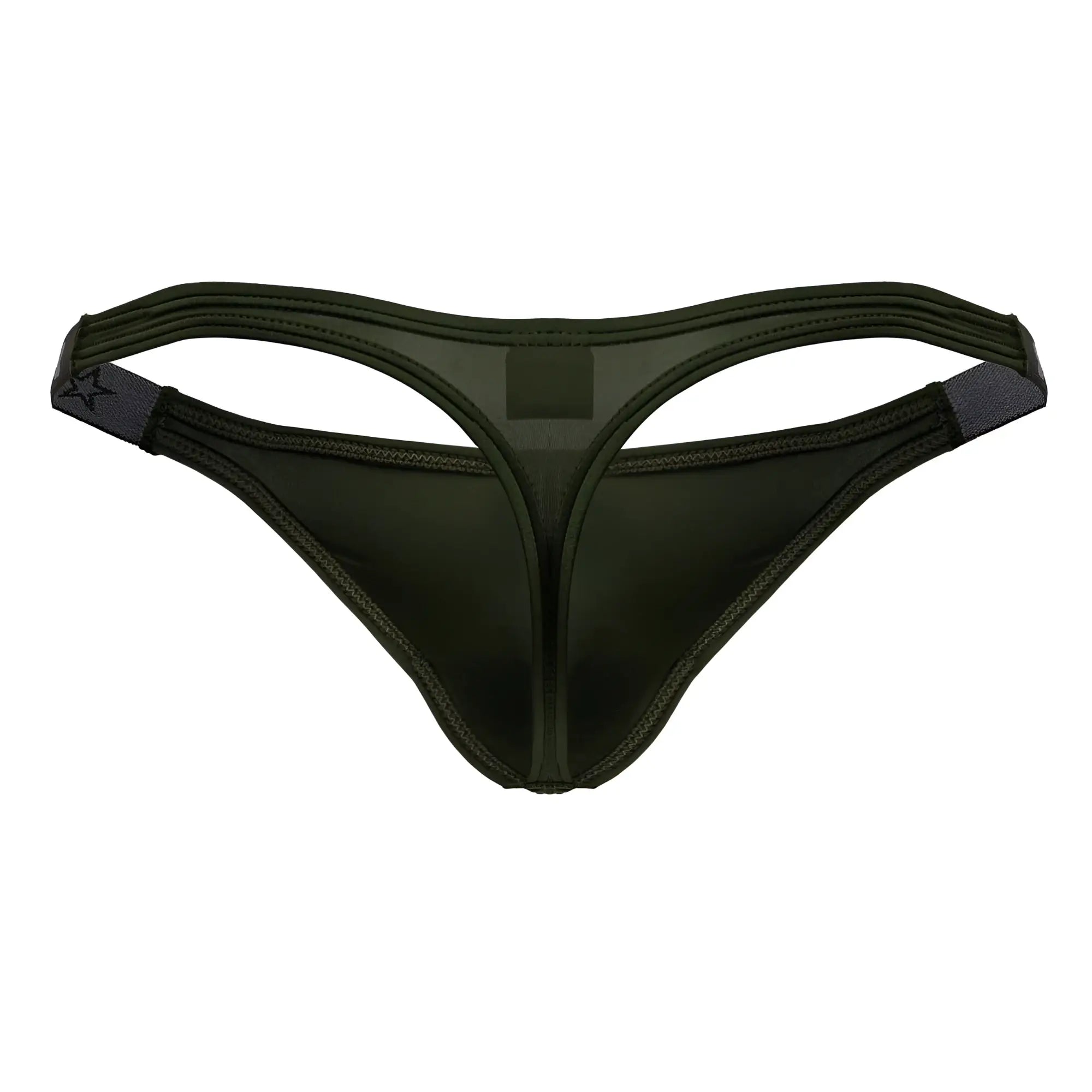 Dark olive green jor 2235 eros thong made of smooth stretchy fabric with subtle sheen and reinforced stitching