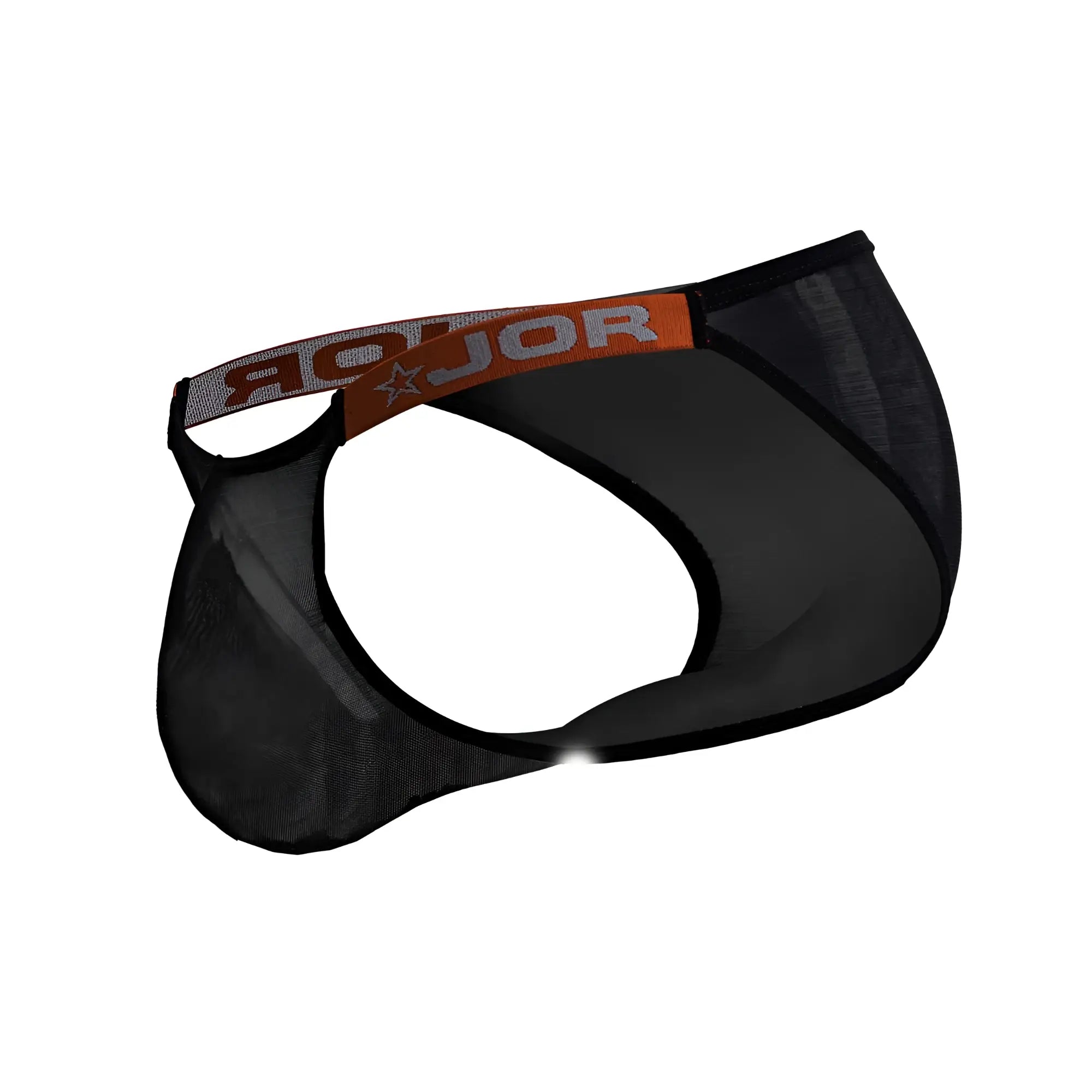 Black mesh briefs with orange and gray jor waistband from the jor 2236 frost bikini color black collection
