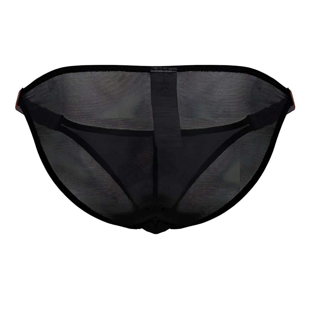 Black mesh briefs jor 2236 frost bikini with solid black waistband and leg openings front view