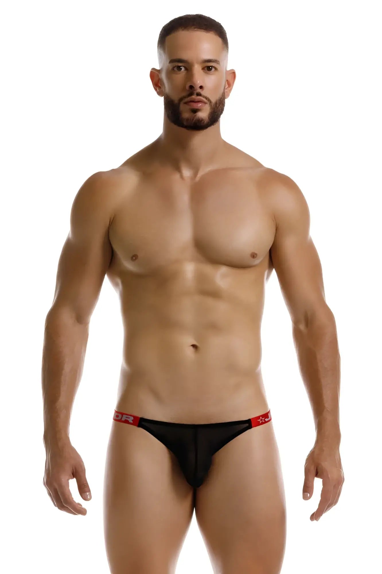 Black jor 2238 frost briefs with red trim and subtle waistband logo designed for comfortable everyday wear