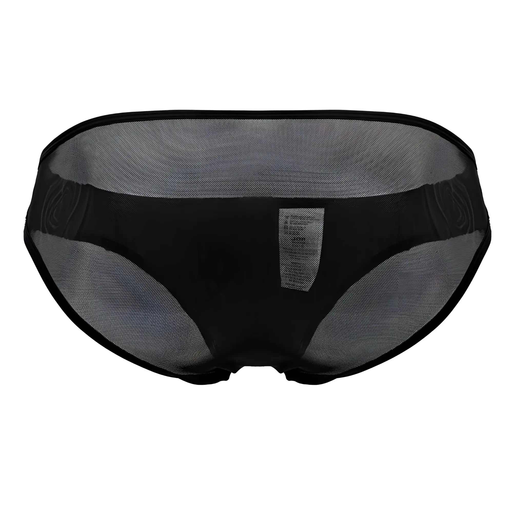 Black jor 2241 origin briefs in mesh fabric with solid black waistband and leg openings shown from the front