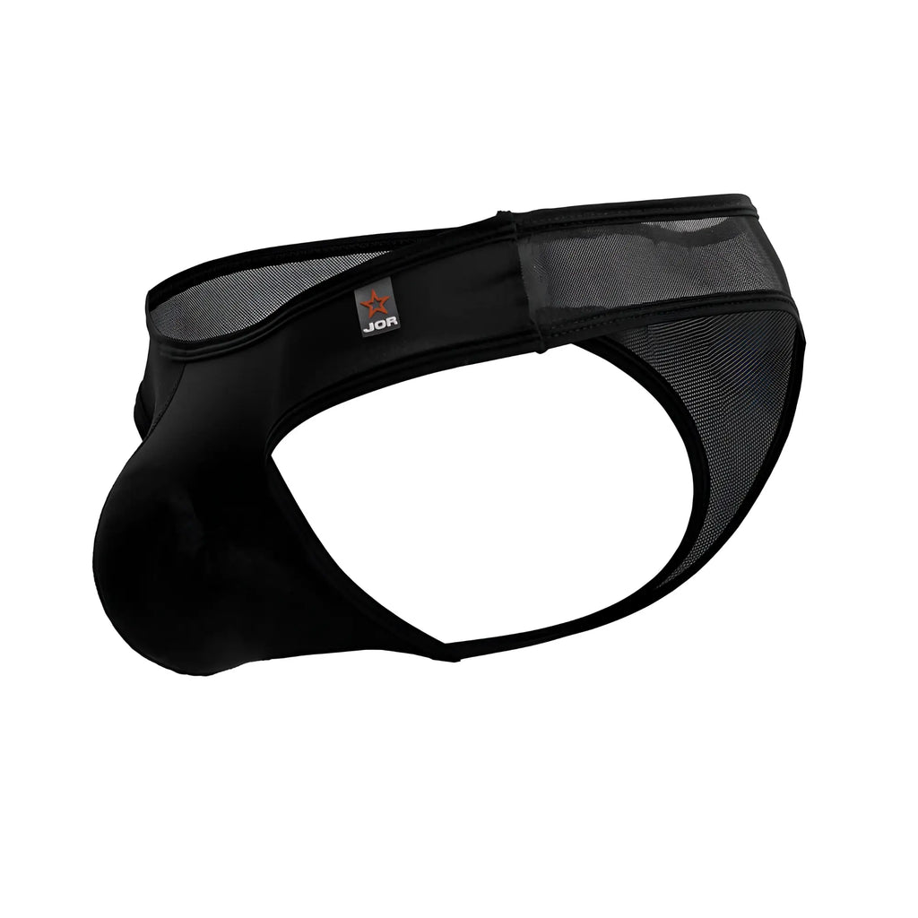 Black jor 2242 origin thongs featuring mesh panel and solid fabric construction for men