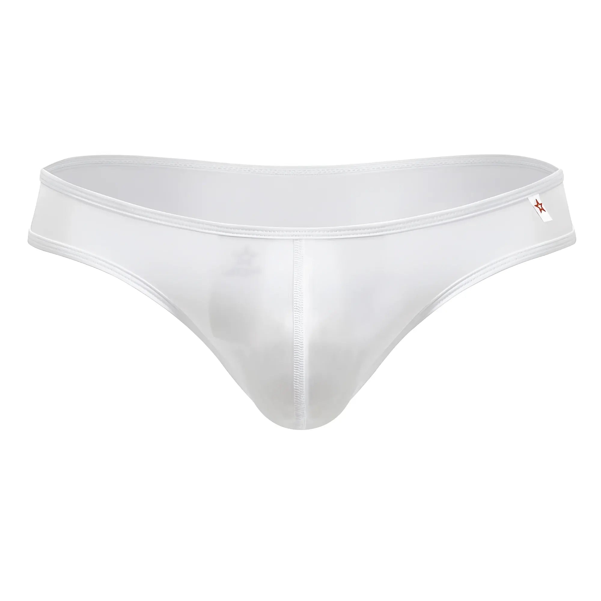 White sheer mesh JOR 2242 Origin thong with subtle red star logo on the side, showcasing lightweight design