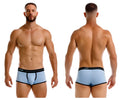 Light blue jor 2243 astra trunks boxer briefs with black trim and jor logo waistband for comfortable wear