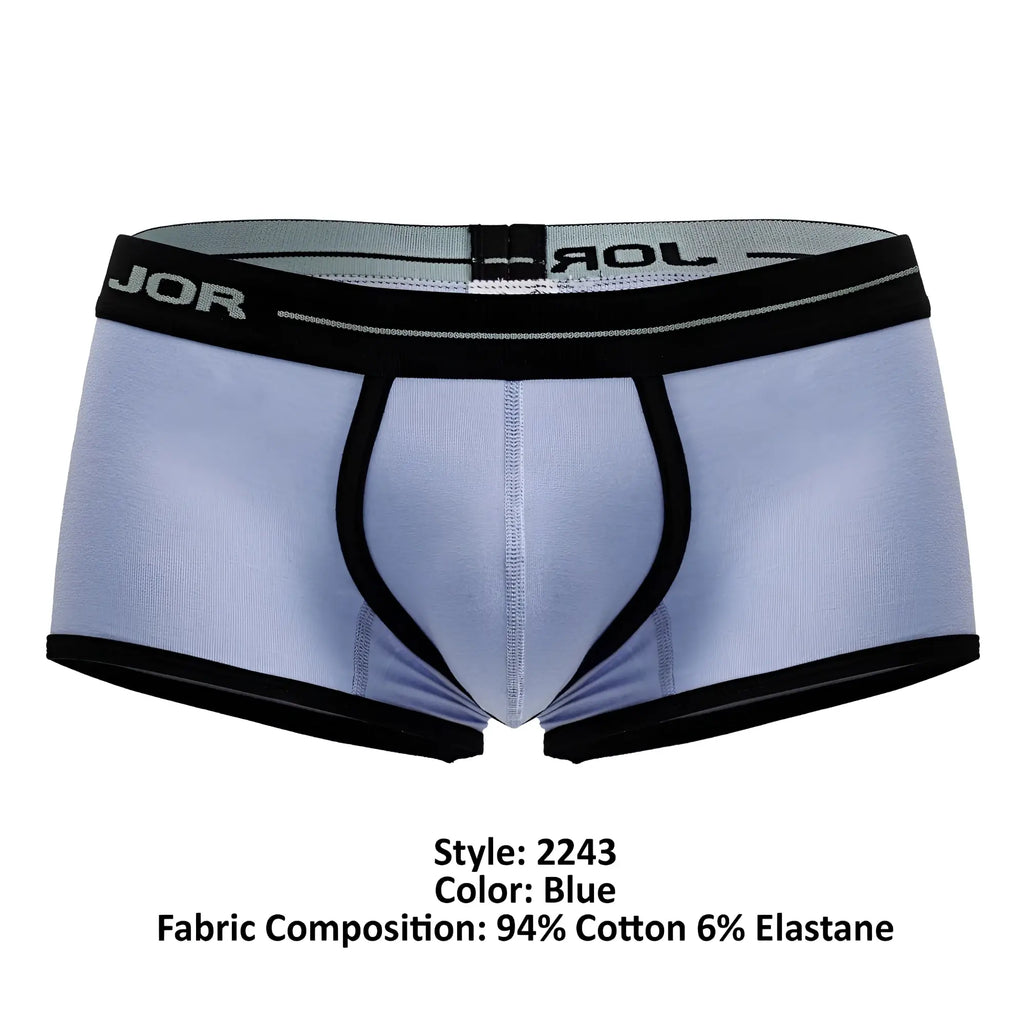 Light blue jor 2243 astra men’s briefs with black trim and elastic waistband for comfortable everyday wear
