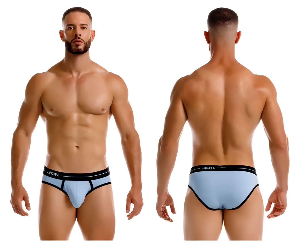 Light blue jor 2244 astra briefs with black trim made from soft fabric for comfortable everyday wear