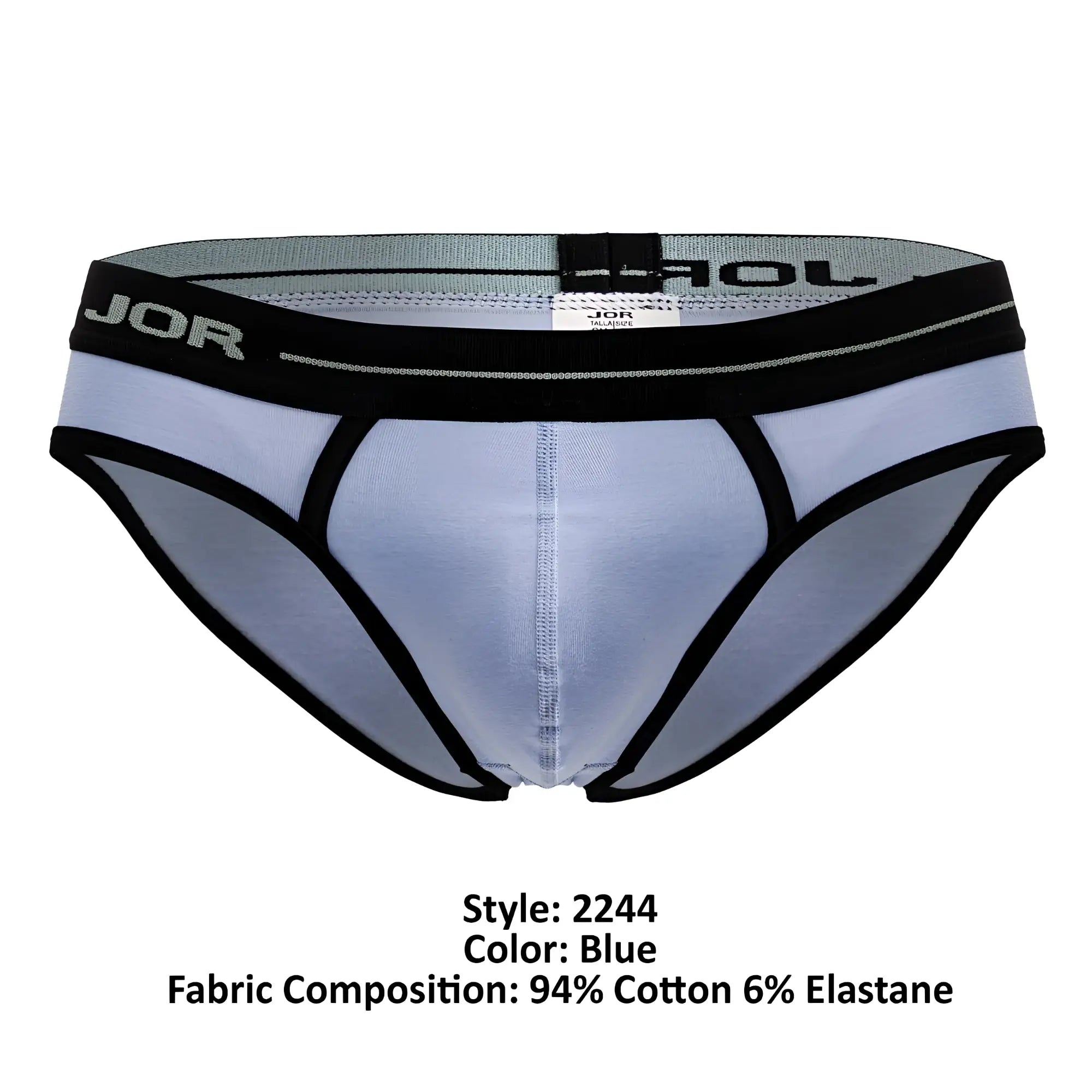Blue jor 2244 astra briefs men’s underwear with black trim and elastic waistband for comfortable support