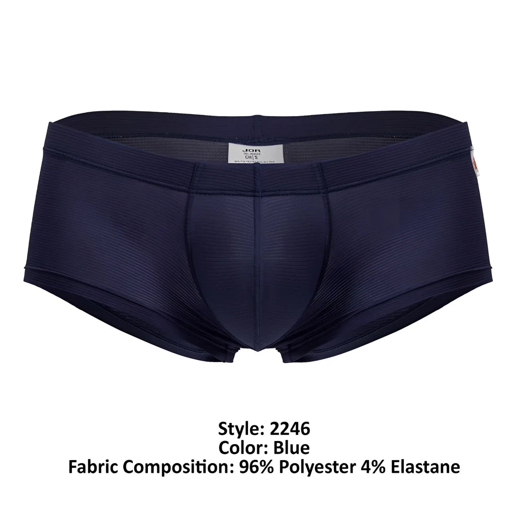 Dark blue jor 2246 cosmo trunks men’s briefs made of 96 polyester and 4 elastane with a textured form-fitting design