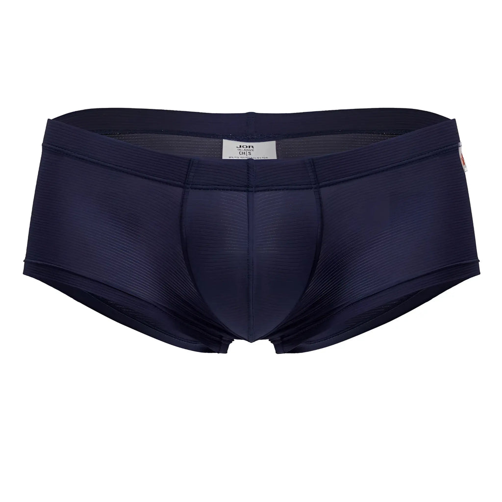 Navy blue jor 2246 cosmo trunks mens briefs with ribbed textured fabric and elastic waistband in front view
