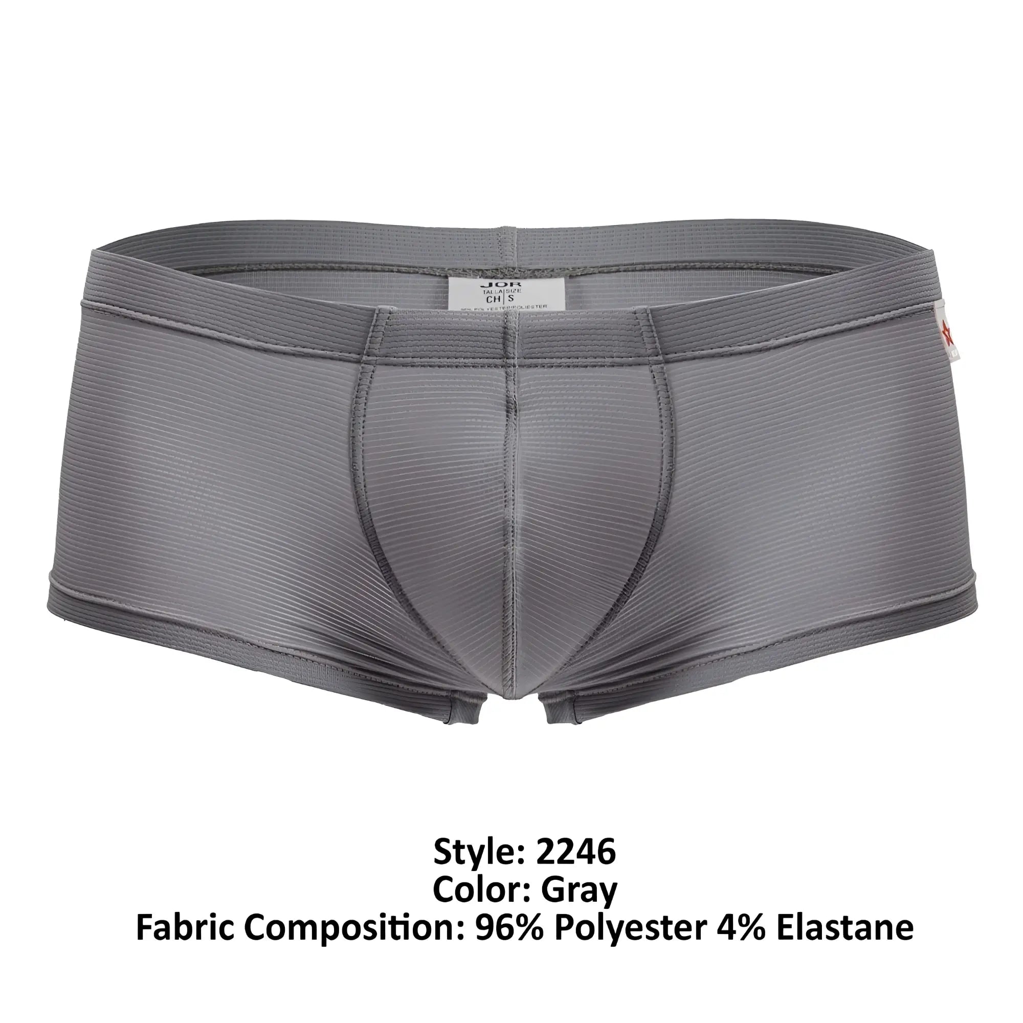 Gray jor 2246 cosmo trunks men’s briefs with ribbed texture elastic waistband made from 96 polyester 4 elastane