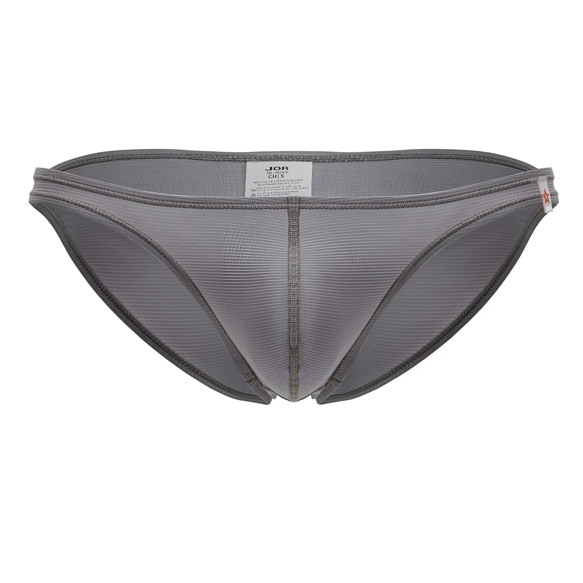 Gray jor 2247 cosmo bikini men’s briefs with ribbed texture and seamless construction front view