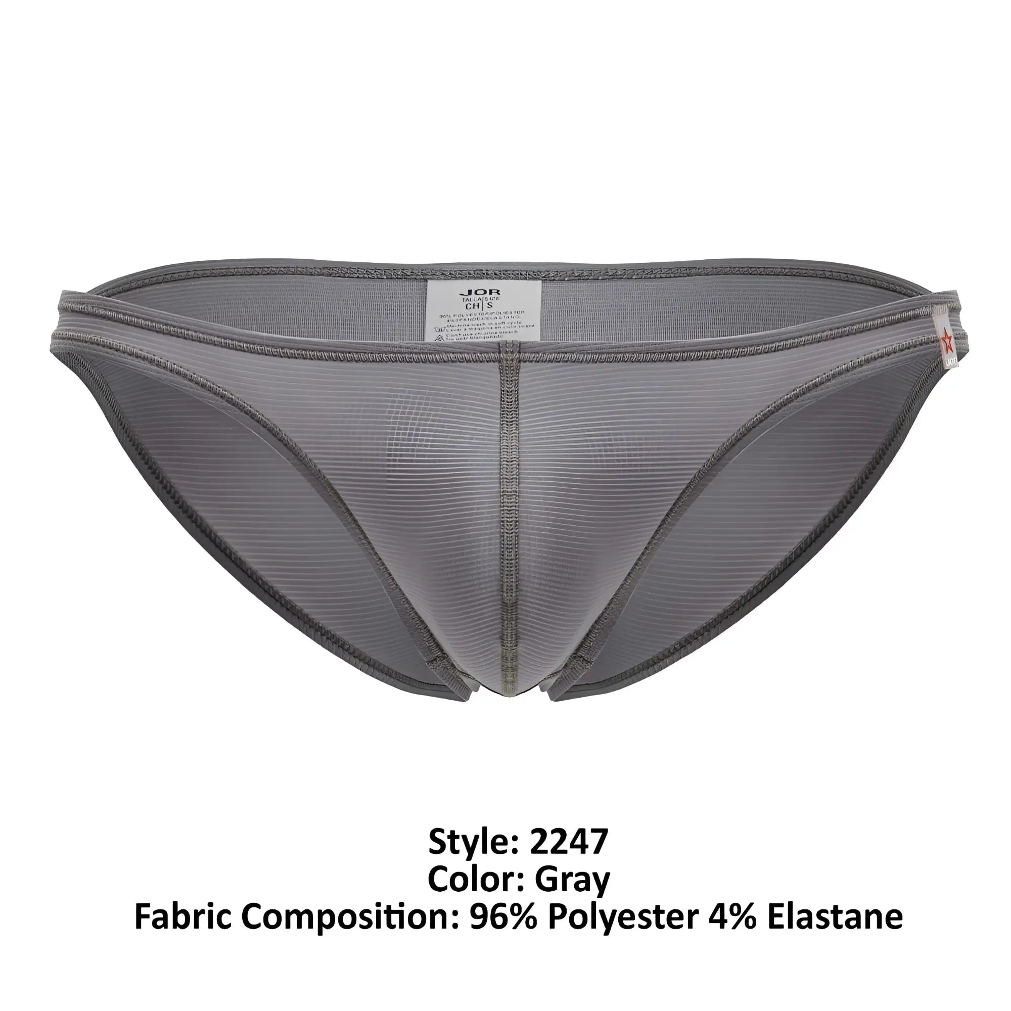 Jor 2247 cosmo bikini gray men’s briefs in a textured stretchy fabric blend showing front view