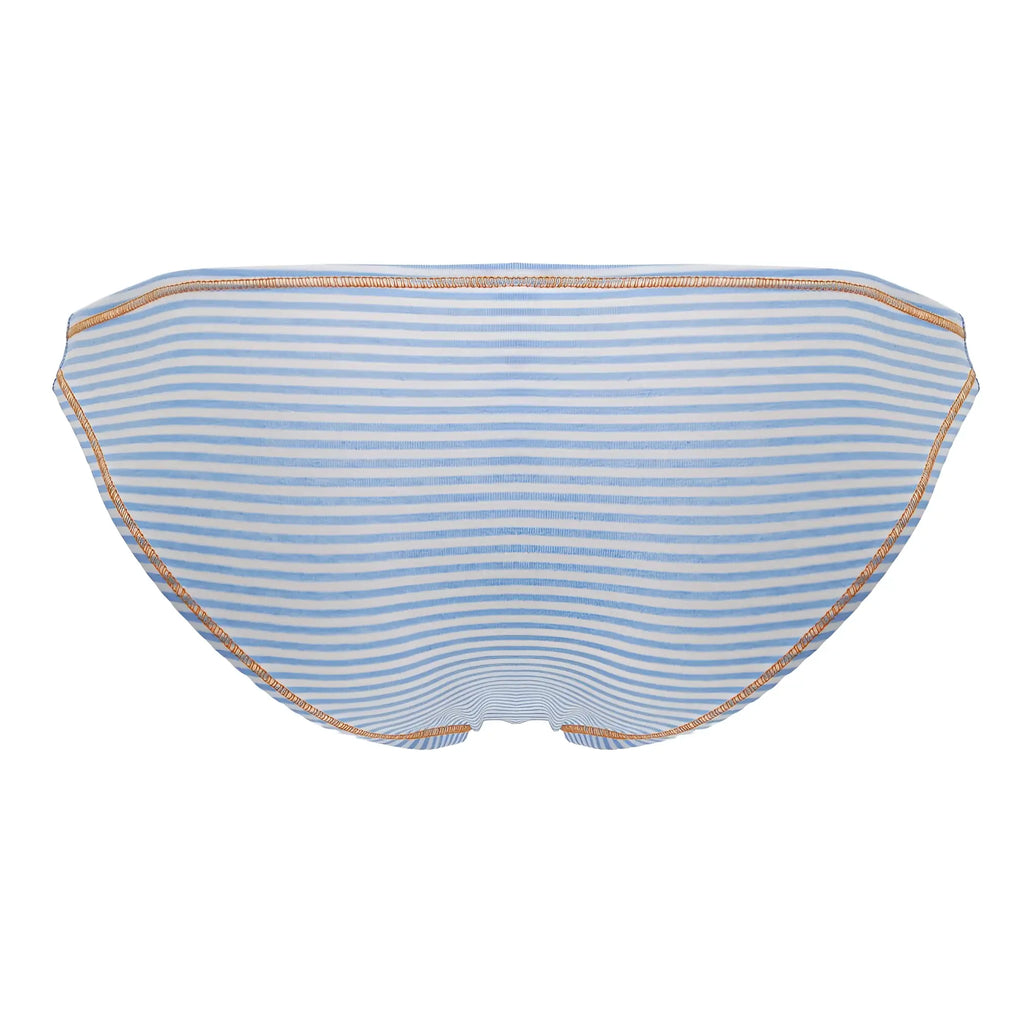 Light blue and white striped bikini bottom with gold-toned trim from jor 2249 sour bikini color blue collection