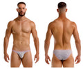 Men’s jor 2249 sour bikini briefs in thin red and white horizontal stripes with gray color accents