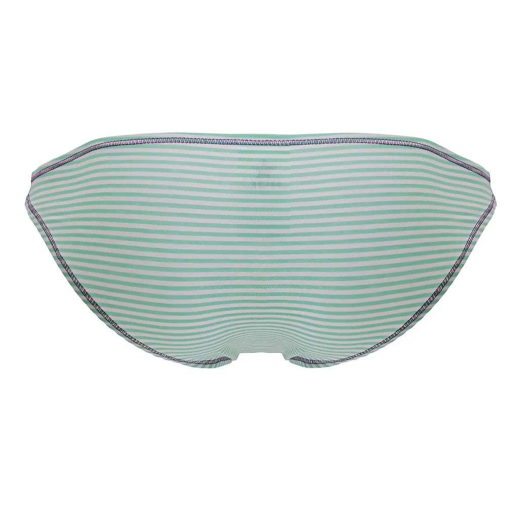 A mint green and white striped JOR 2249 sour bikini bottom with subtle textured seam along the edges