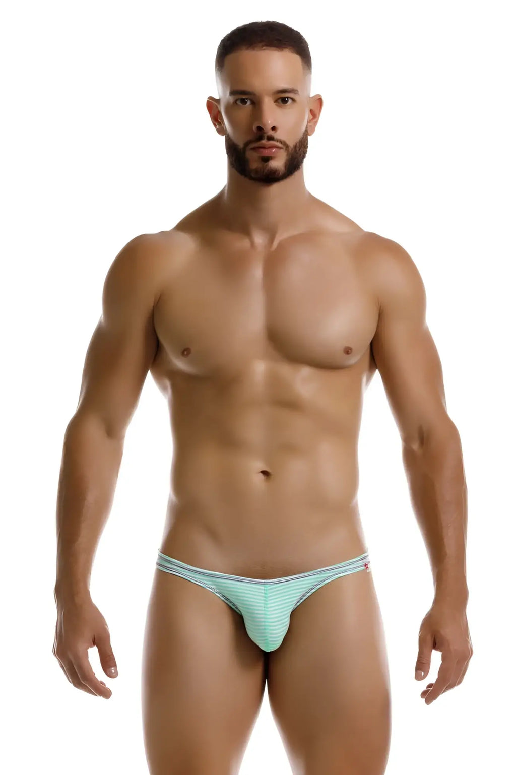 Jor 2249 sour bikini color mint light blue striped men’s briefs with snug form-fitting design for comfortable wear