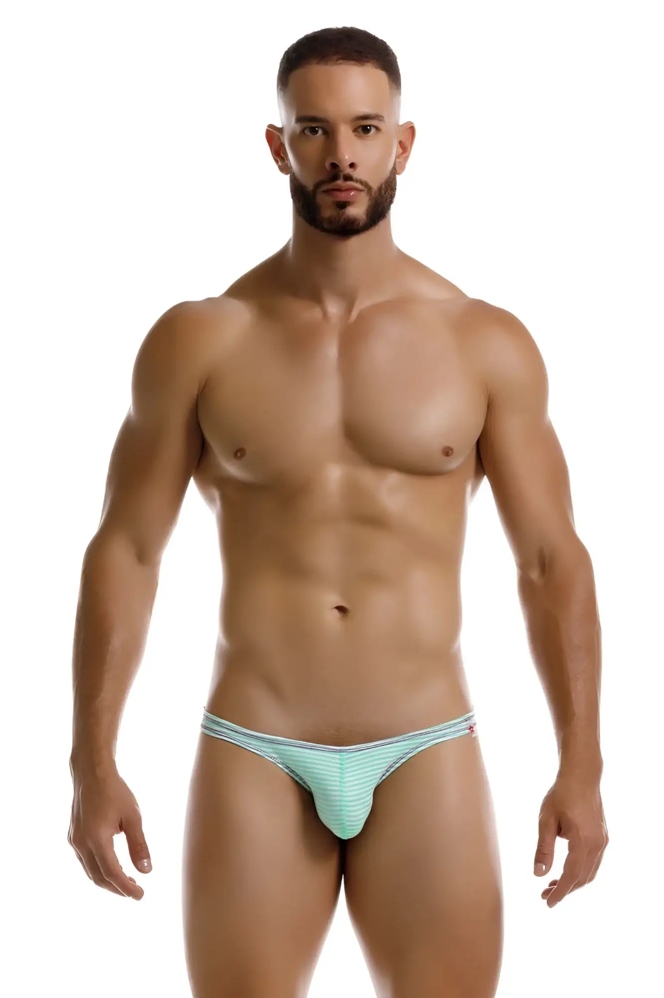 Jor 2249 sour bikini color mint light blue striped men’s briefs with snug form-fitting design for comfortable wear