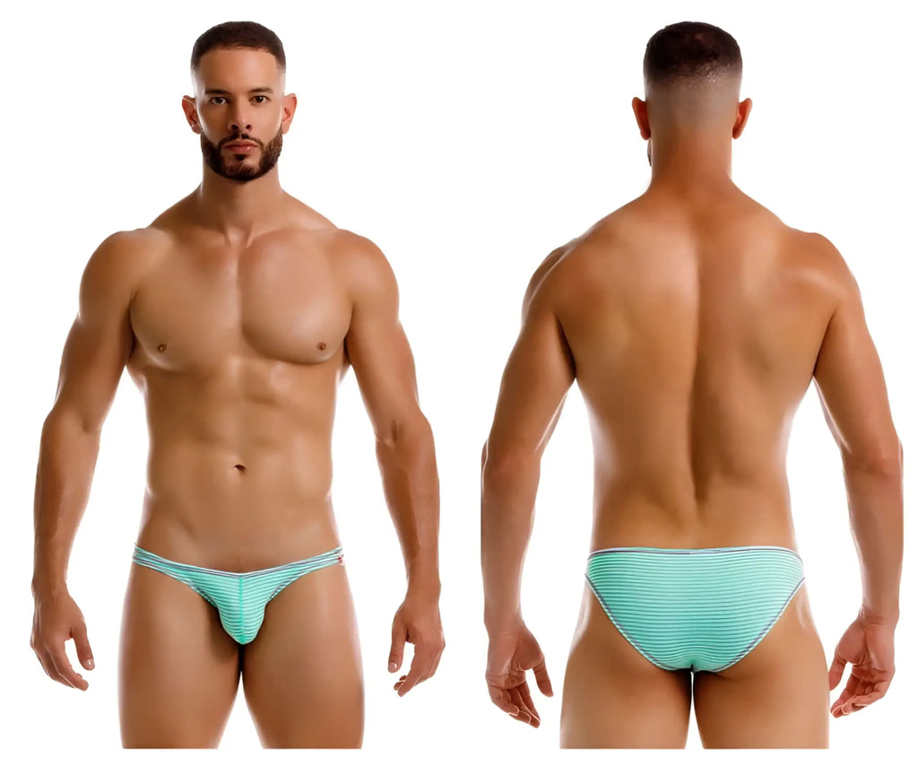 Light blue striped briefs with a snug form-fitting design from jor 2249 sour bikini color mint collection