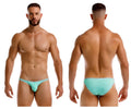 Light blue striped briefs with a snug form-fitting design from jor 2249 sour bikini color mint collection