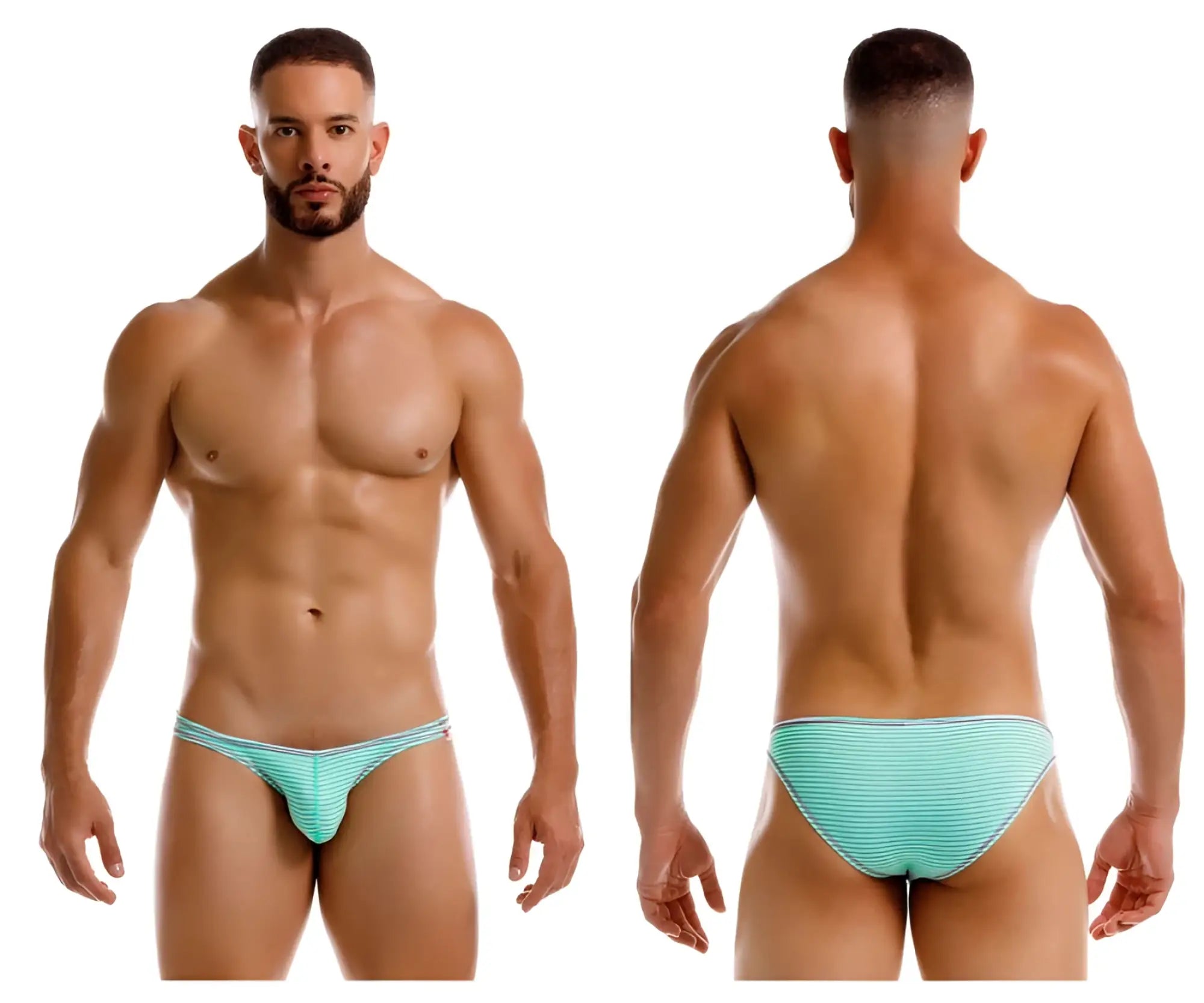 Light blue striped briefs with a snug form-fitting design from jor 2249 sour bikini color mint collection