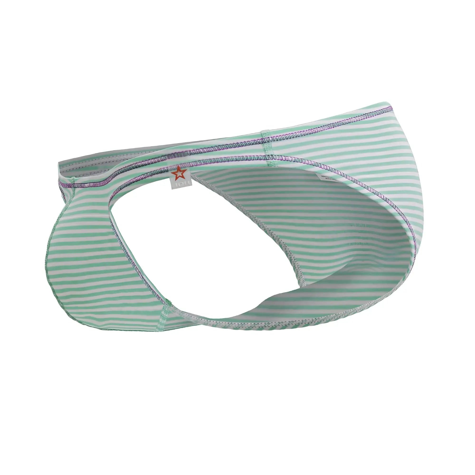 Light green and white striped cotton briefs with subtle gray trim jor 2249 sour bikini color mint front view