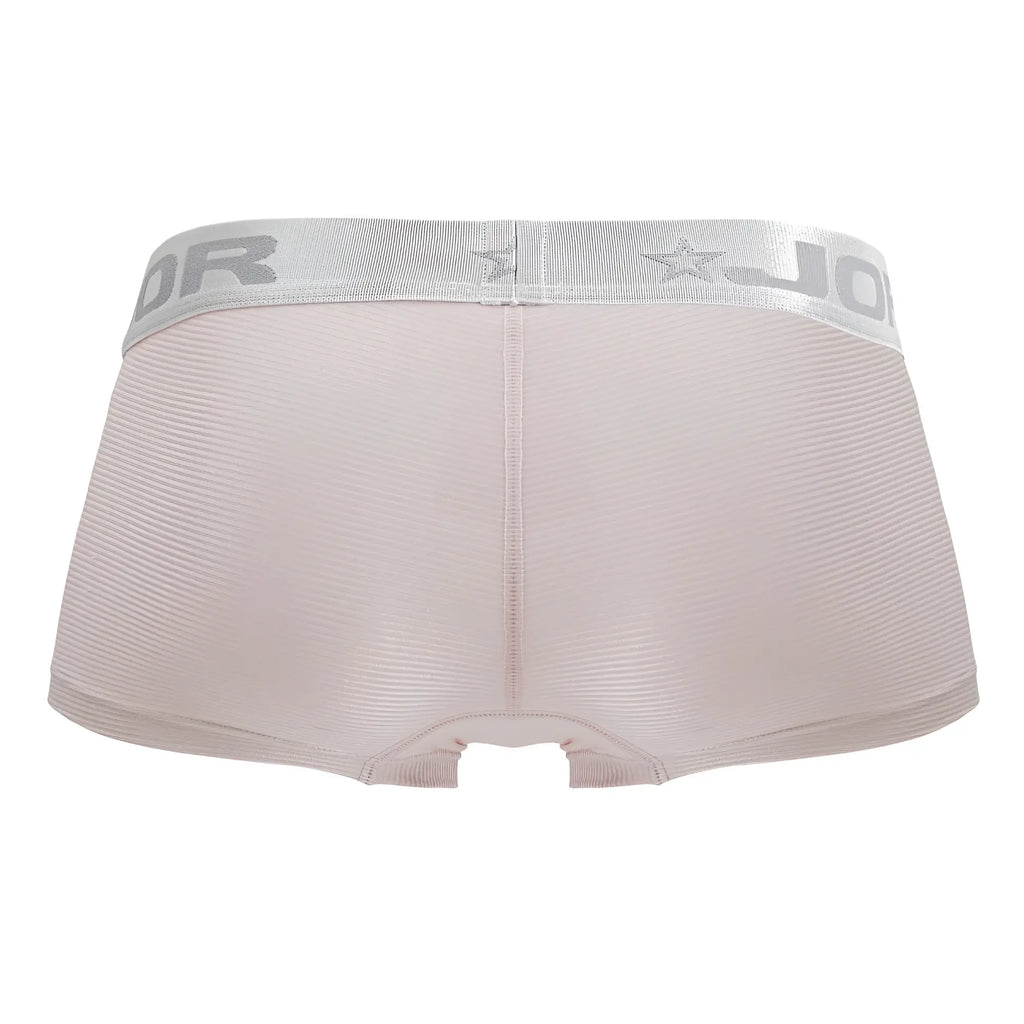 Light pink textured briefs with silver elastic waistband featuring jodor brand name and star logo jor 2251 bright trunks