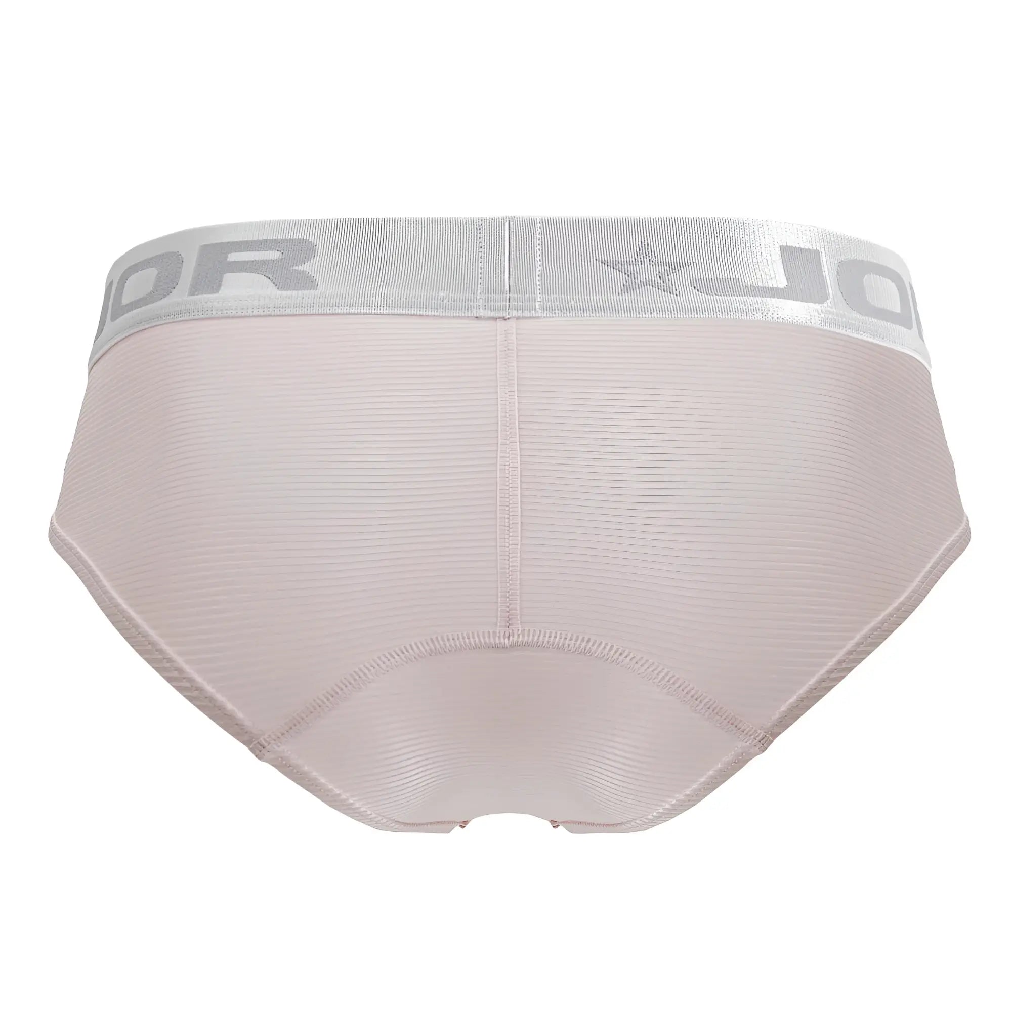 Beige textured briefs with silver elastic waistband featuring jor brand name and star logo in jor 2252 bright briefs pink