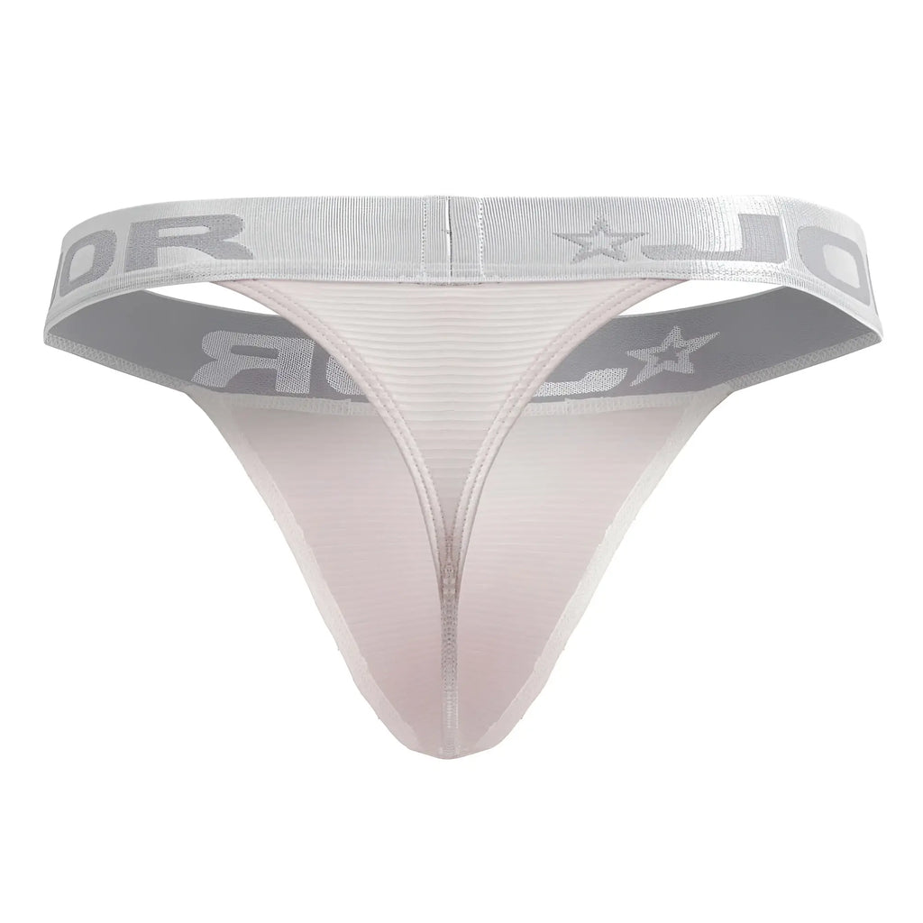 Silver and white jord thong with ribbed waistband and star motifs from the bright thongs collection color pink