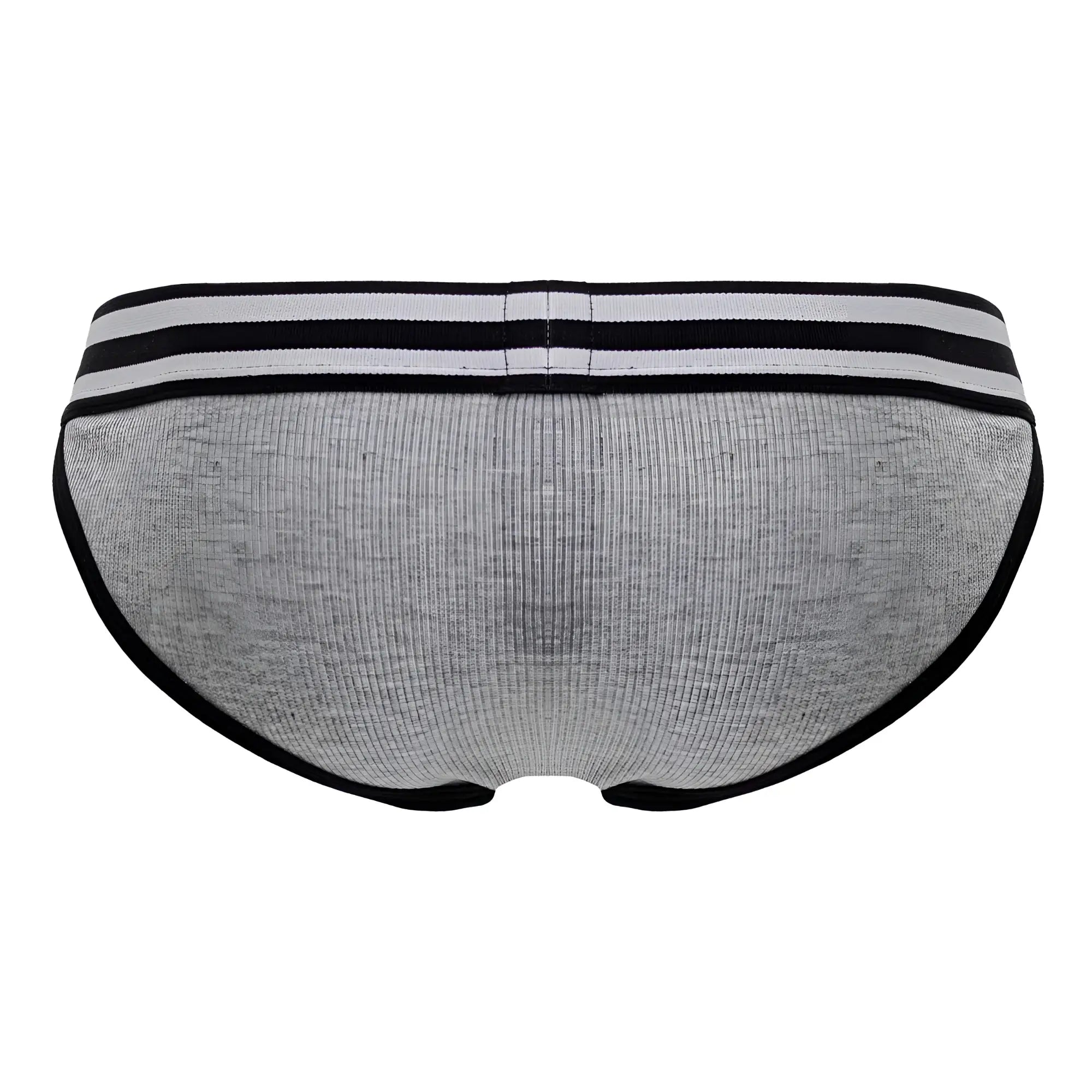 Gray JOR 2255 Rush Bikini briefs with ribbed fabric, black trim, and two horizontal waistband stripes